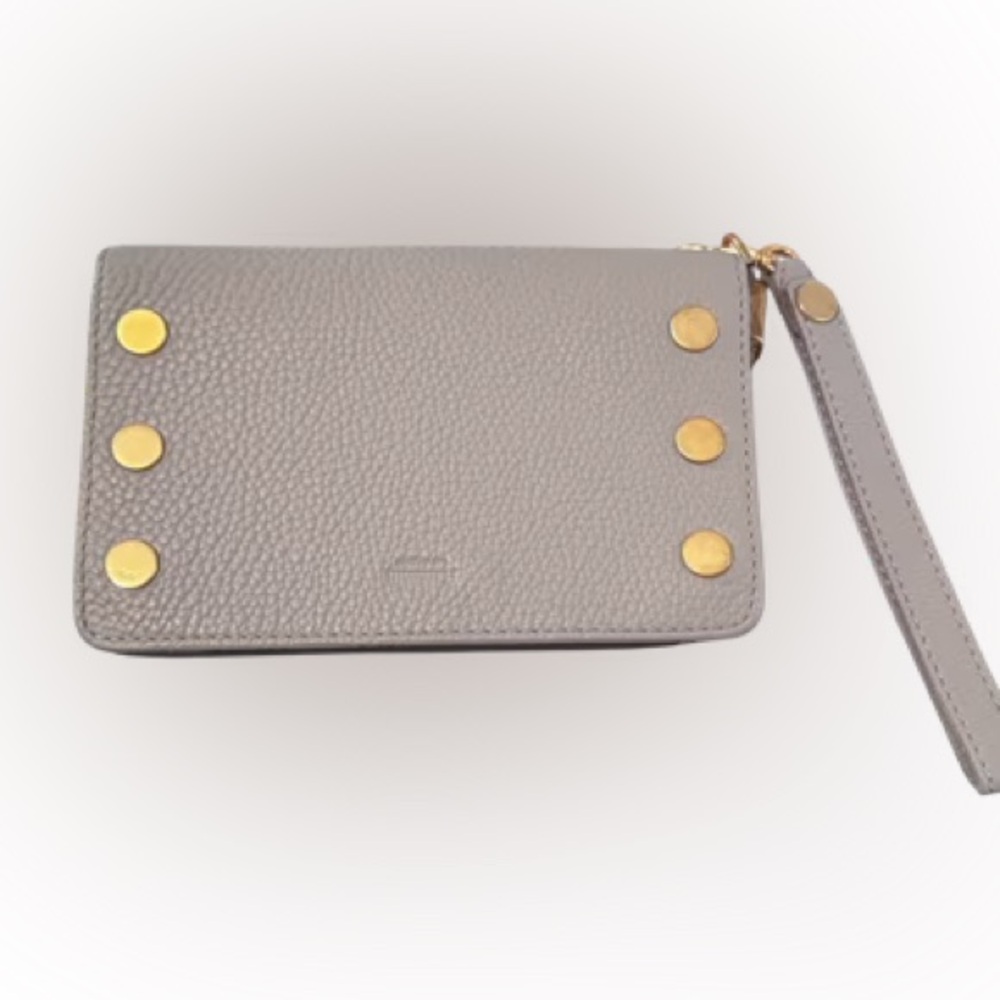Hammitt Gray Wristlet with Gold Accents